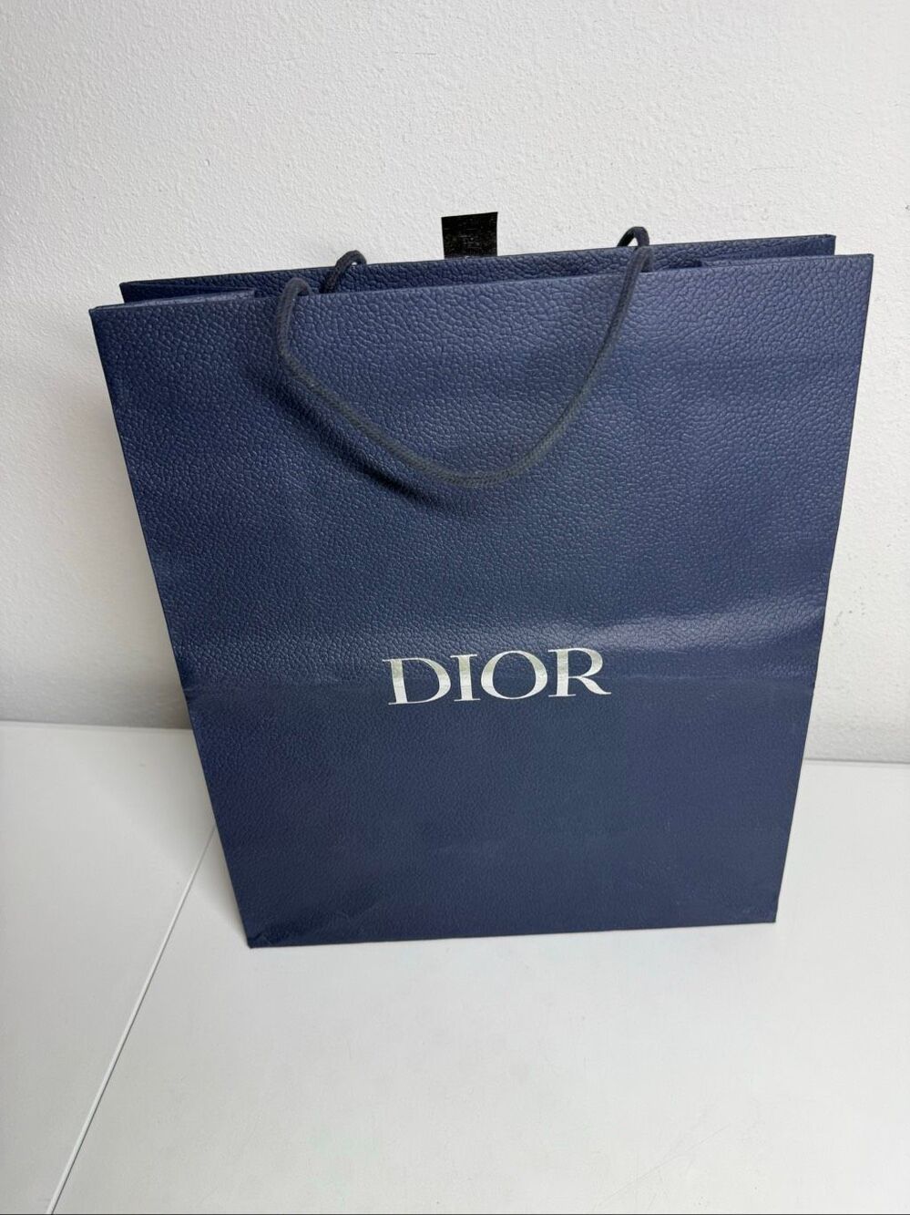 Dior Paper Shopping Bag Navy Blue Rope Handles Designer Gift Bag 15” x 18”